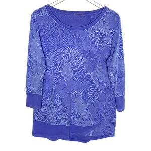 Fresh Produce S Womens Botanical Print Boat Neck Sweatshirt Top Periwinkle